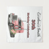 ロードクイーンの誕生日 女性トラックドライバー タペストリー (正面(横))