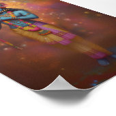 ロードクリシュナパステルレインボインボー花火ヒンズー美術 ポスター (角)