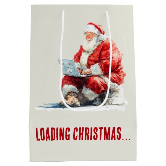 ロードクリスマスサンおもしろいタデザイン ミディアムペーパーバッグ (裏面)