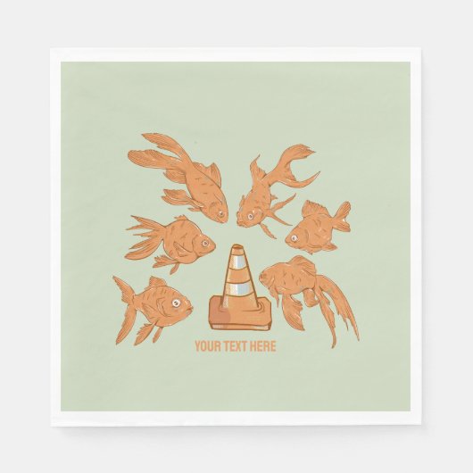 ロードコーンとオレンジ色の金魚 スタンダードランチョンナプキン (正面)