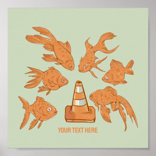 ロードコーンとオレンジ色の金魚 ポスター (正面)
