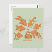 ロードコーンとオレンジ色の金魚 ポストカード (正面/裏面)