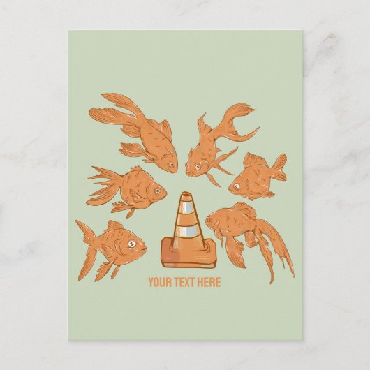 ロードコーンとオレンジ色の金魚 ポストカード (正面)