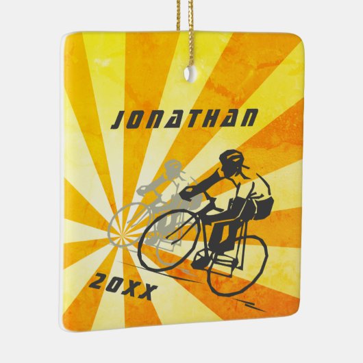 ロードサイクパーソナライズされたリストレトロバイククリスマス セラミックオーナメント (右)