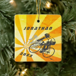 ロードサイクパーソナライズされたリストレトロバイククリスマス セラミックオーナメント