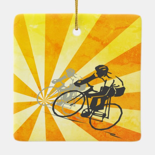ロードサイクパーソナライズされたリストレトロバイククリスマス セラミックオーナメント (裏面)
