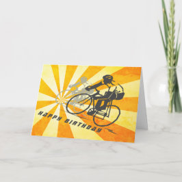 ロードサイクリストとレトロ日が差すことサイクリング誕生日 カード
