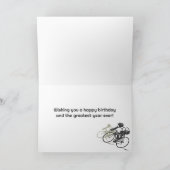 ロードサイクリストとレトロ日が差すことバイク誕生日 カード (内部)