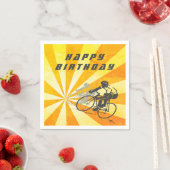 ロードサイクリストとレトロ日が差すことバイク誕生日 スタンダードカクテルナプキン (インサイチュ)