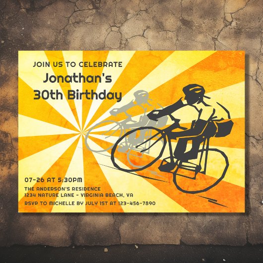 ロードサイクリストとレトロ日が差すことバイク誕生日 招待状