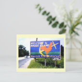 ロードサイン1956ロードアイランドへようこそヴィンテージ ポストカード (スタンド正面)