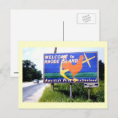 ロードサイン1956ロードアイランドへようこそヴィンテージ ポストカード (正面/裏面)
