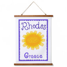 ロードスはっきりしたギリシャ開花ウッドトップウォールタペストリー