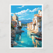 ロードスギリシャアートヴィンテージトラベルイラストレーション ポストカード (正面)