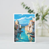 ロードスギリシャアートヴィンテージトラベルイラストレーション ポストカード (スタンド正面)