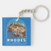 ロードスギリシャイラストレーショントラベルアートヴィンテージ キーホルダー (裏面)