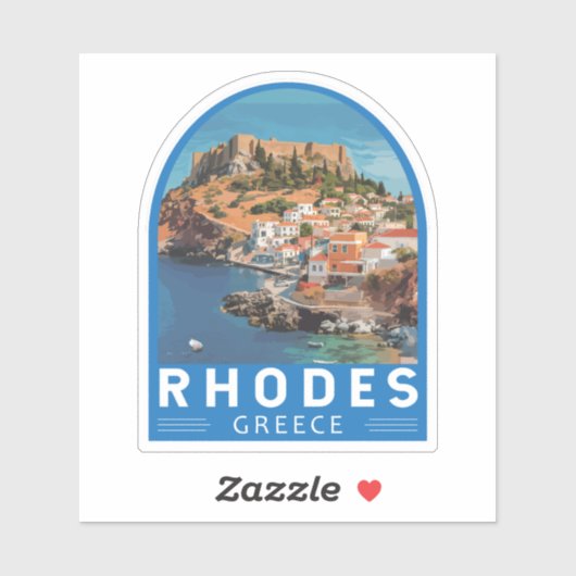 ロードスギリシャイラストレーショントラベルアートヴィンテージ シール (シート)