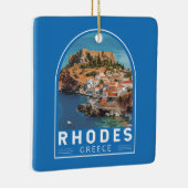 ロードスギリシャイラストレーショントラベルアートヴィンテージ セラミックオーナメント (右)