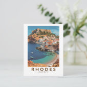 ロードスギリシャイラストレーショントラベルアートヴィンテージ ポストカード (スタンド正面)