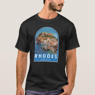 ロードスギリシャイラストレーショントラベルアートヴィンテージ Tシャツ