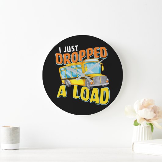 ロードスクールバスをSCHにおもしろい降ろしたところです ラージ壁時計 (ホーム)