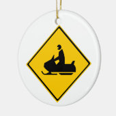 ロードスノーモービル警告標識スノーウィンター セラミックオーナメント (左)