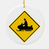 ロードスノーモービル警告標識スノーウィンター セラミックオーナメント (裏面)