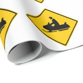 ロードスノーモービル警告標識スノーウィンター ラッピングペーパー (ロールコーナー)