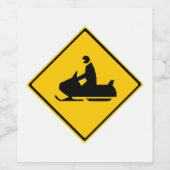 ロードスノーモービル警告標識スノーウィンター ワインラベル (シングルラベル)