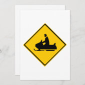 ロードスノーモービル警告標識スノーウィンター 招待状 (正面/裏面)