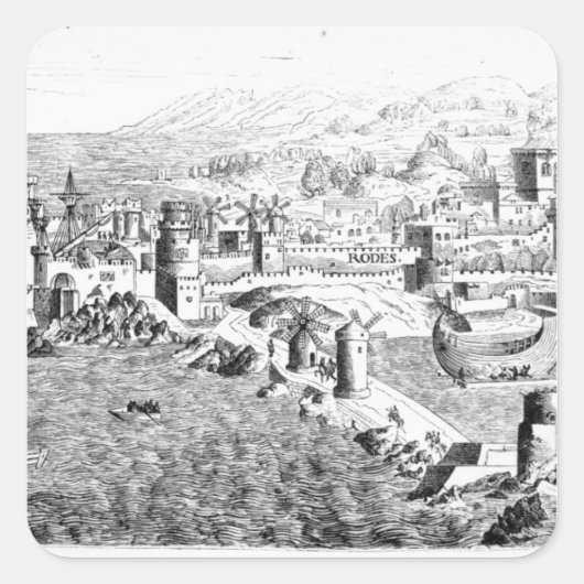 ロードス島の地図 スクエアシール (正面)