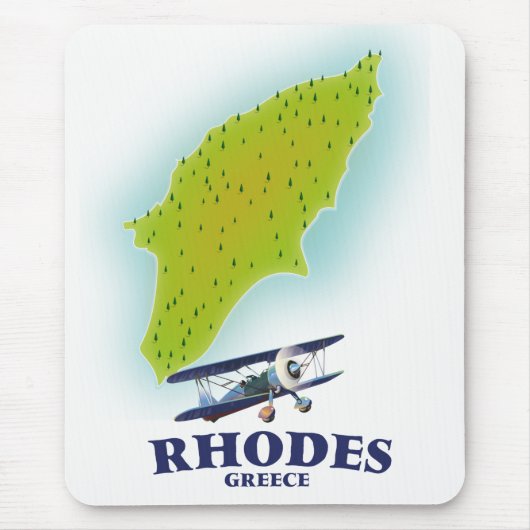 ロードス、ギリシャ島地図の旅行ポスター。 マウスパッド (正面)