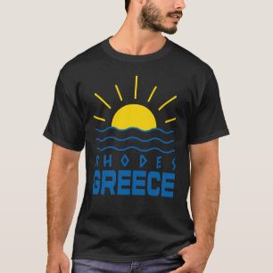 ロードス、ギリシャ 太陽と海 黒い男 Tシャツ