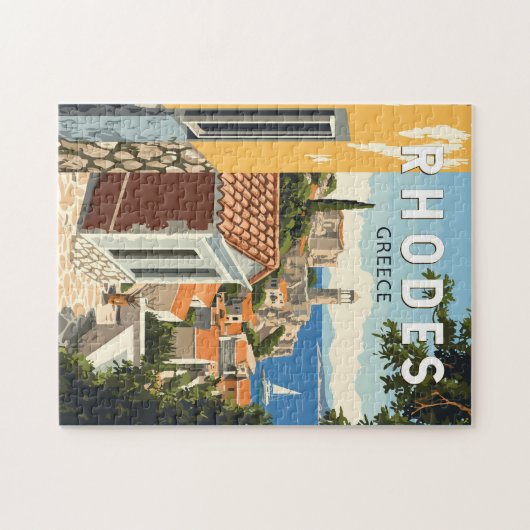 ロードセギリシャオールドタウントラベルアートヴィンテージ ジグソーパズル (横)