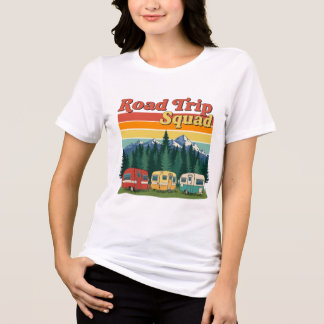 ロードトリップチーム ビンテージキャンパーアドベンチャーデザイン トライブレンドTシャツ