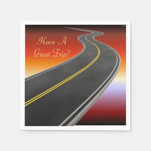 ロードトリップパーソナライズされたサンセットハイウェイナプキンス スタンダードカクテルナプキン (正面)