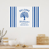 ロードトリップファミリー懇親会ツリーブルーアンドホワイト ポスター (キッチン)