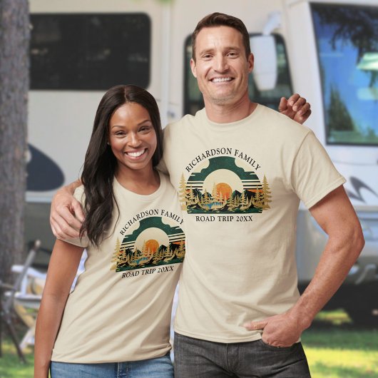 ロードトリップヴィンテージサンセットキャンピングファミリー懇親会 Tシャツ