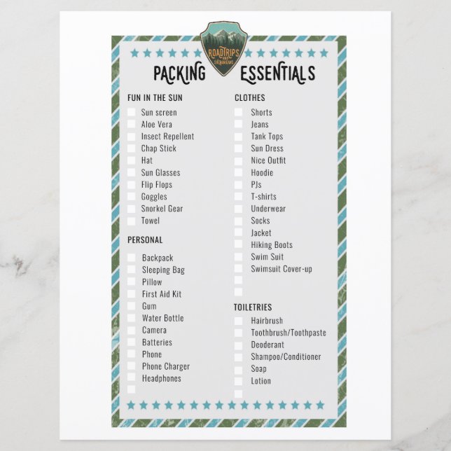 ロードトリップ梱包要項リスト (正面)