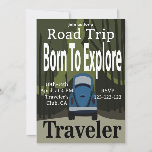 ロードトリップ生まれトラベルを探索するには 招待状 (正面)