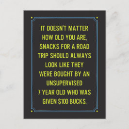 ロードトリップ軽食のジョーク/ジャストおもしろい ポストカード