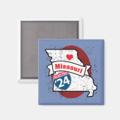 ロードトリップ'24ミズーリ – 角磁石（マルーン） マグネット (正面/裏面)
