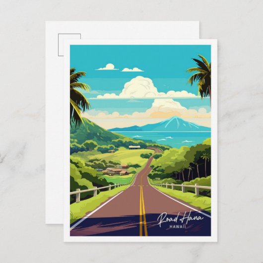 ロードハナハワイトラベルヴィンテージイラストレーション ポストカード (正面/裏面)