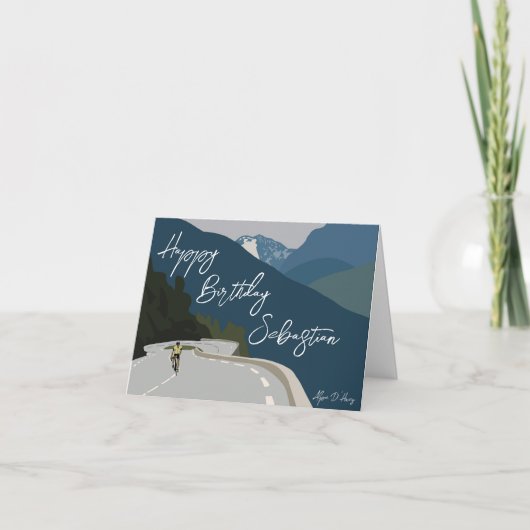 ロードバイクのデジタルプリント誕生日 サンキューカード (正面)