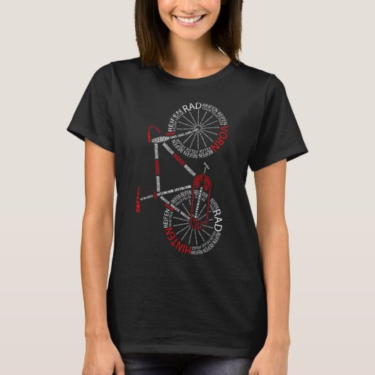 ロードバイク解剖学ドイツの自転車コンポーネント Tシャツ (正面)