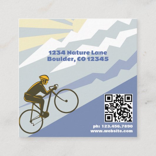 ロードバイク – バイクショップ – バイク修理QRコード スクエア名刺 (裏面)