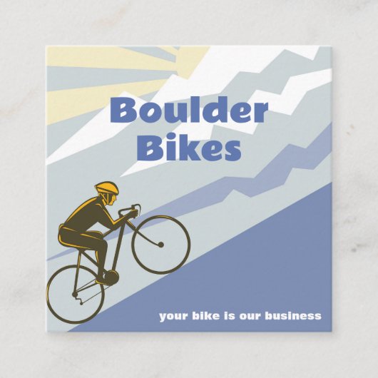 ロードバイク – バイクショップ – バイク修理QRコード スクエア名刺 (正面)