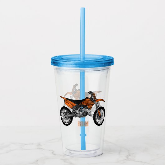 ロードバイク/モトクロスアニメから外れたダートバイク アクリルタンブラー (正面)