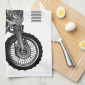 ロードバイク/モトクロスアニメから外れたダートバイク キッチンタオル (四つ折り)