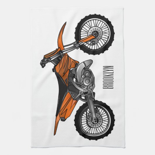 ロードバイク/モトクロスアニメから外れたダートバイク キッチンタオル (縦)